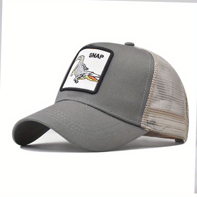 Animal Embroidered Baseball Cap Hip Hop Peaked Mesh Cap