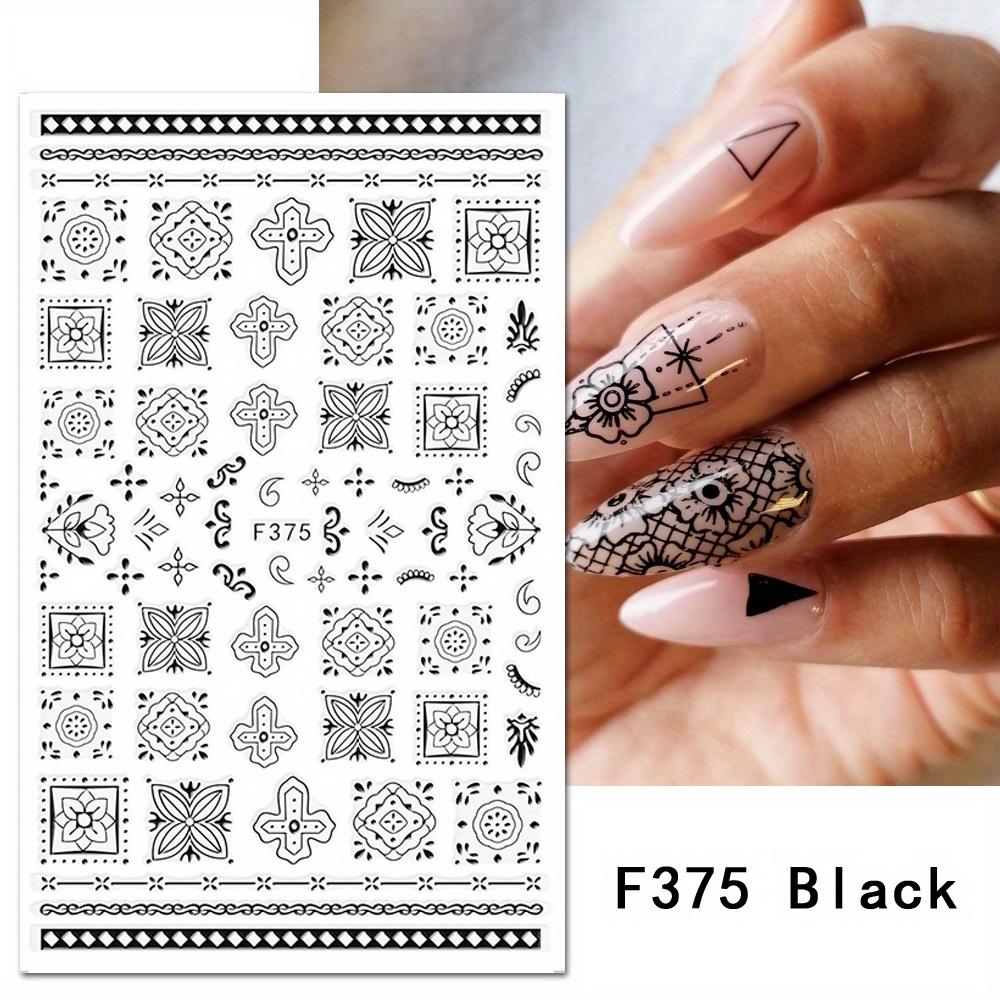 Nail Art Stickers Heart Letters Willow Totem Geometrical Design