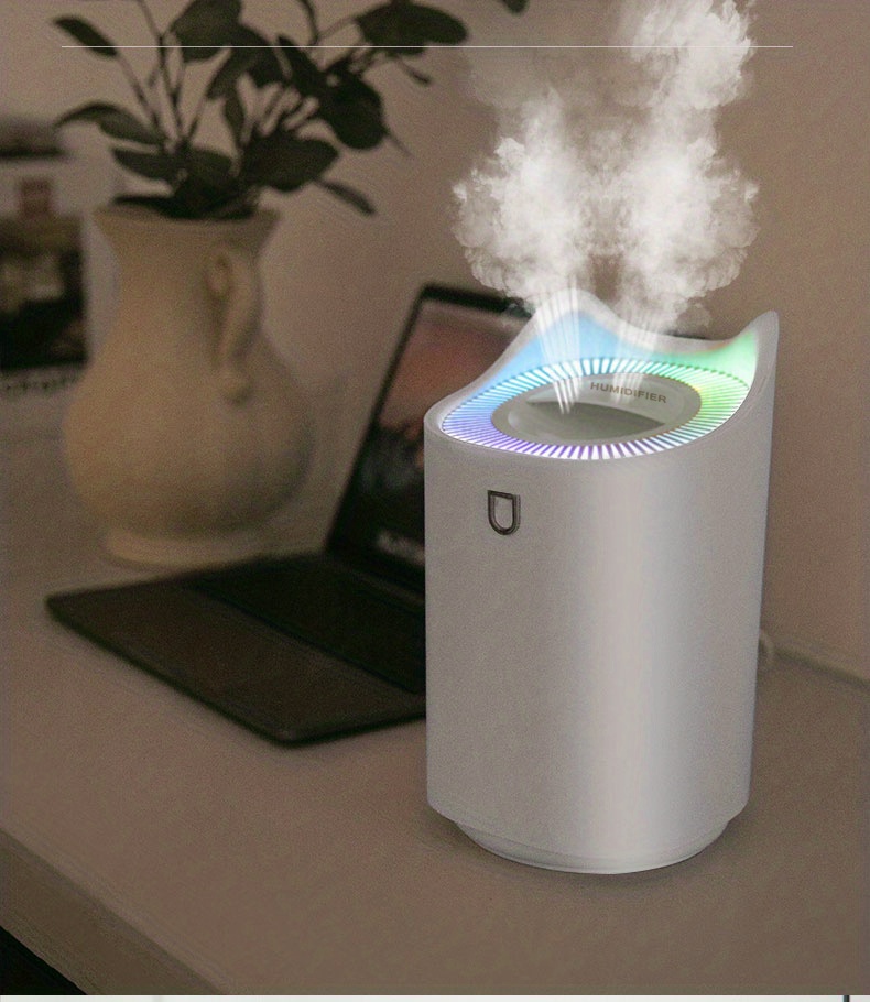 double nozzle cool mist humidifier with essential oil aroma diffuser lasts up to 48h night light function three spray modes auto shut off perfect for bedroom babies room office home details 4