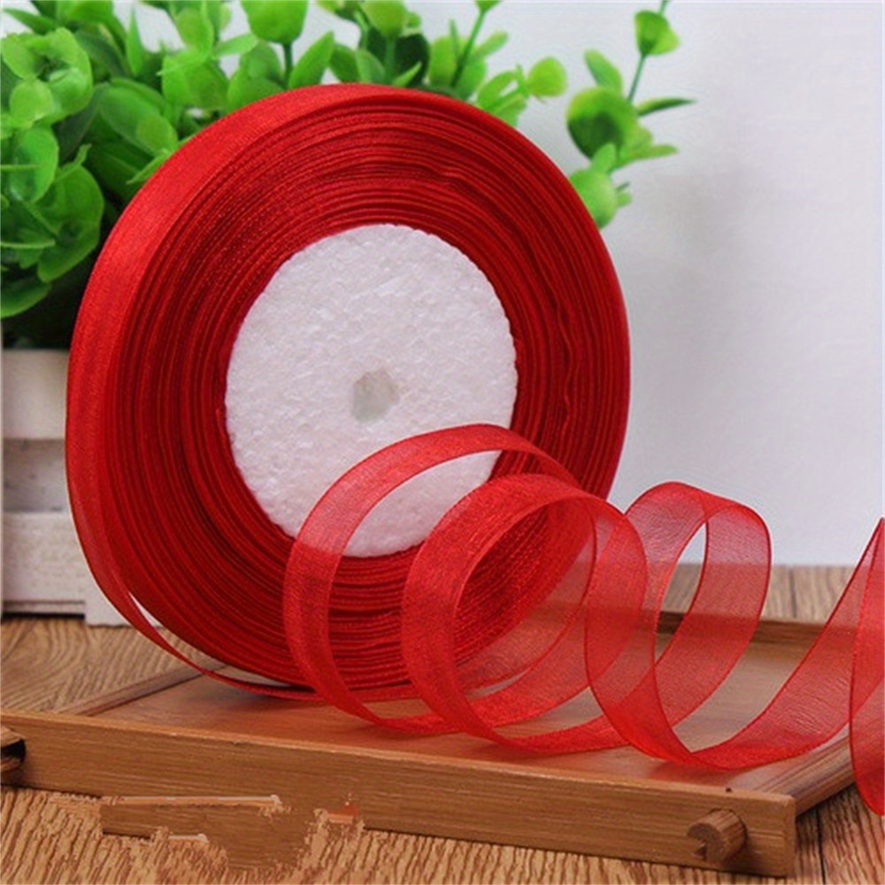 Wholesale Dark Red Organza Ribbon 49 yards fabric Red Ribbons color Organza  ribbon 45 Meters Ribbon Christmas Party Gift Wrapping