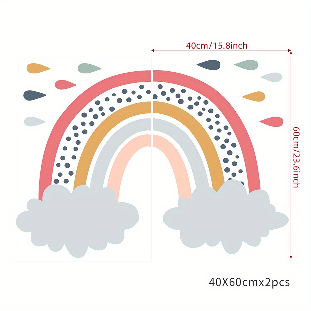 Rainbow Kids Room Wall Stickers, Self-Adhesive PVC Decoration