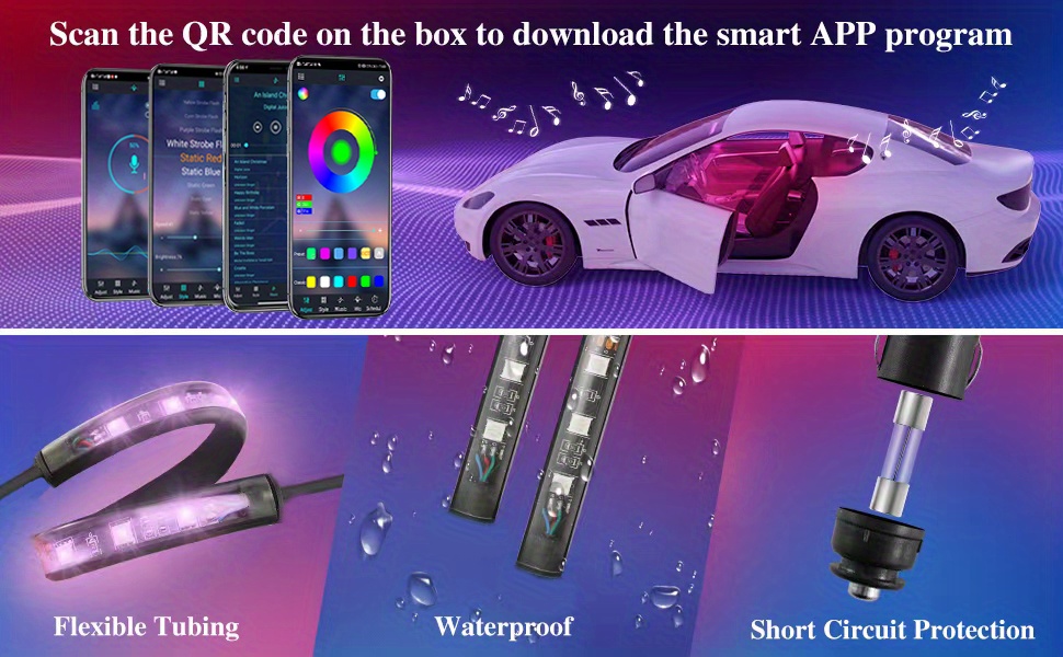 4pcs 48 Leds Innenraum Auto Lichter Smart App Control Dc12v - Temu