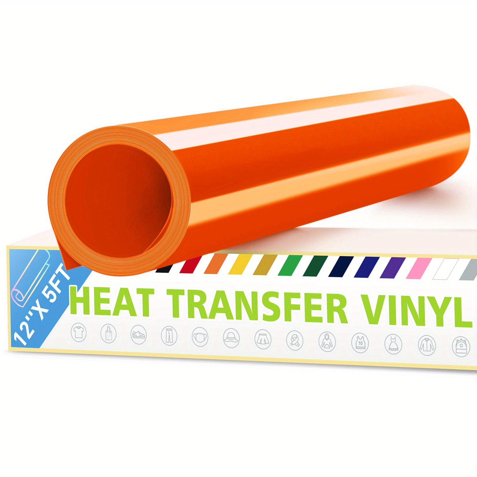 Orange Heat Transfer Vinyl Rolls - 12 x 10FT Orange Iron on Vinyl