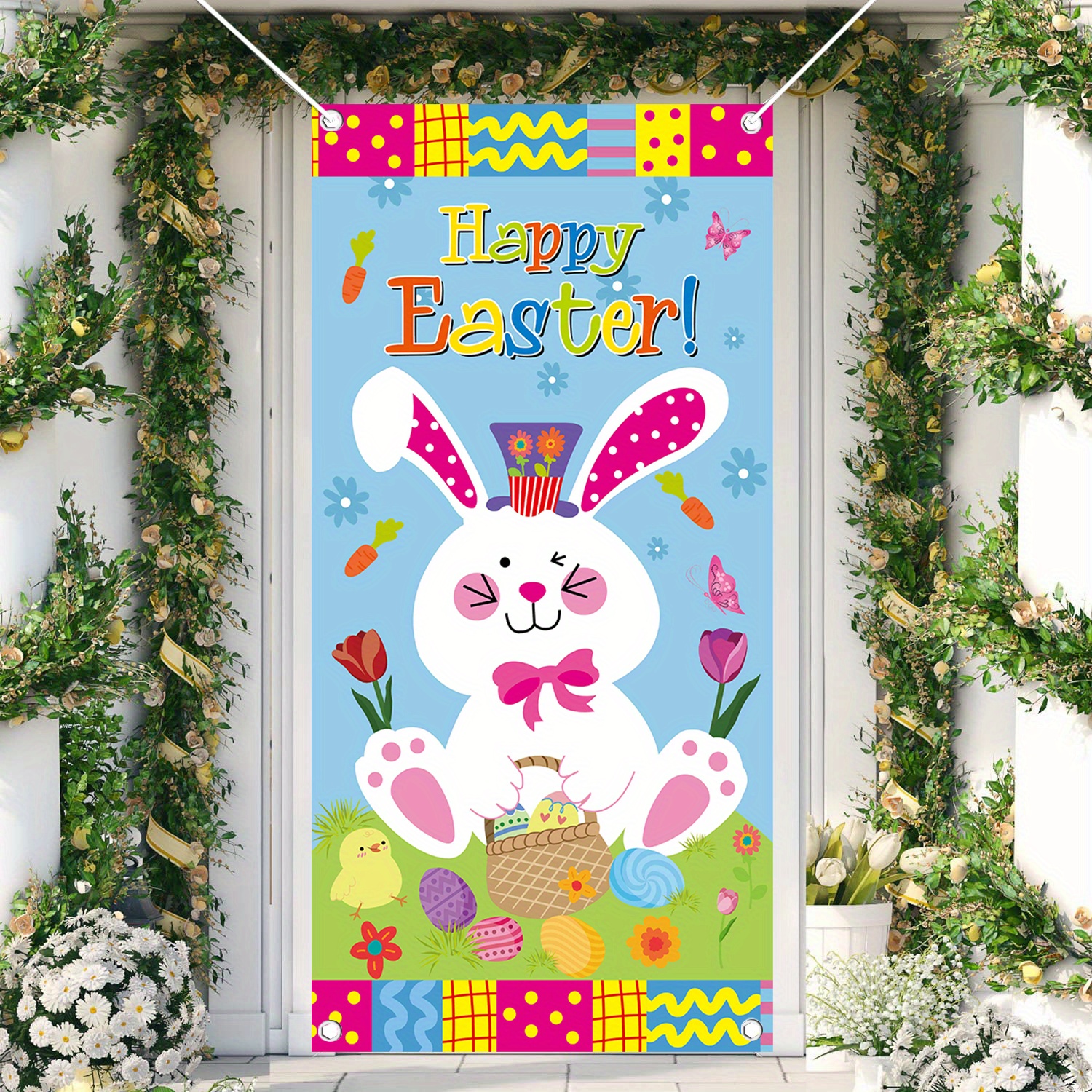 Door Cover Large Cloth Rabbit Door Cover Egg Door Banner - Temu