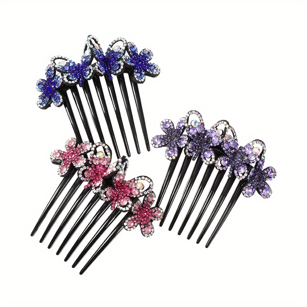 Flower Rhinestone Decor Hair Comb Elegant Hair Pin Non Slip - Temu ...