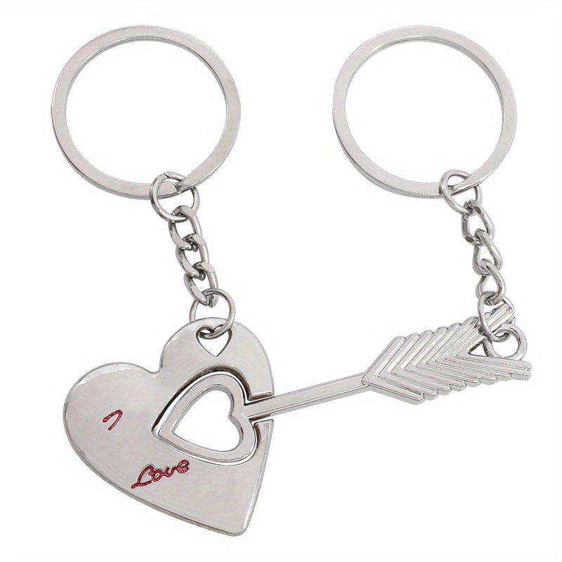 2pcs Arrow Love Heart Lover Couple Keychain Pendant Fashion Vintage ...