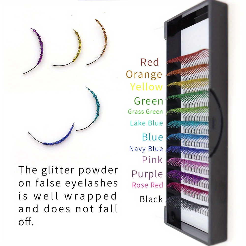 Mix 12 Color Glitter Lashes, Fluffy Strip Cosplay Makeup Individual