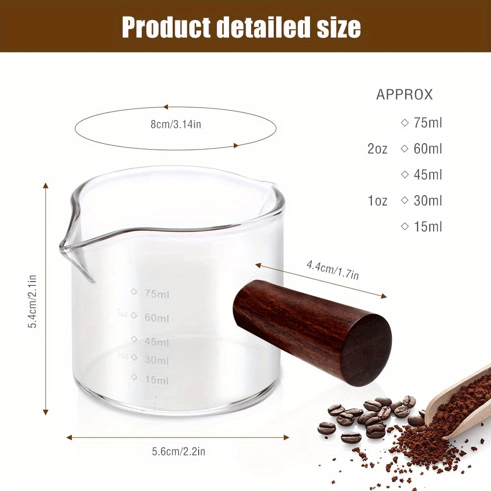 Espresso Shot Glasses 2.5OZ Double Spouts Measuring Cup Espresso