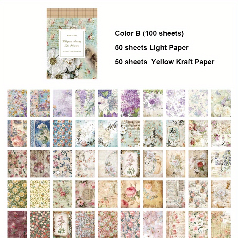 100 Sheets Vintage Wonderful Dreams Scrapbook Paper - Non-sticky Decorative  Materials Paper Message Paper, Journal Book Material Perfect For DIY Journ