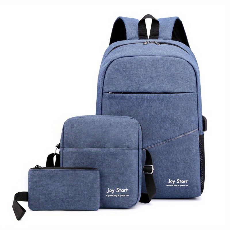 3Pcs Laptop Backpack Set School Bag Crossbody Bag & Coin Purse