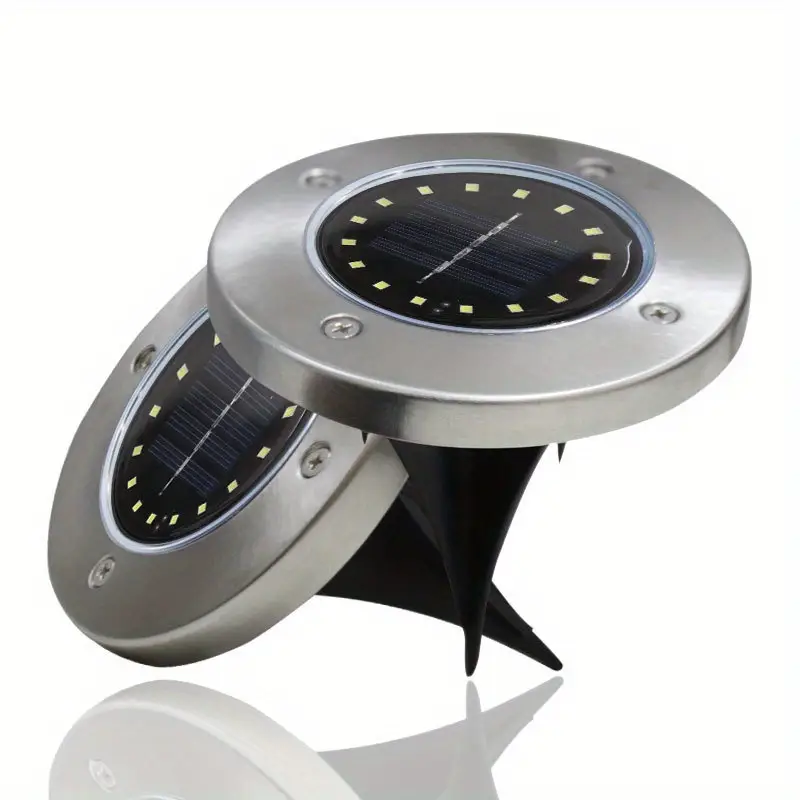 4pcs 20leds outdoor solar powered ground light waterproof garden path deck lights yard driveway lawn garden decoration stainless steel lamp details 4