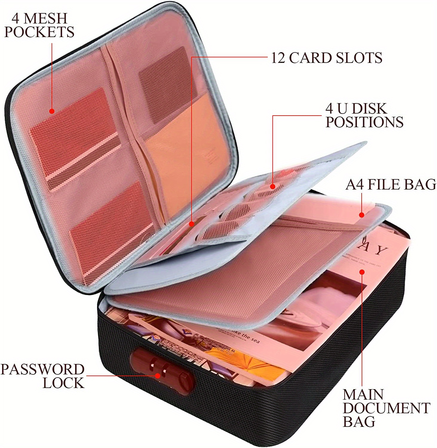 Travel Passport Holder Splash-proof Document Organizer Bag