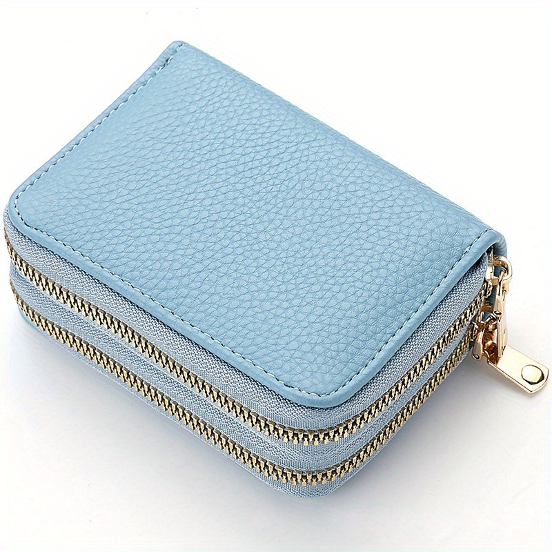 Blue Leather Zip Wallet with card holder