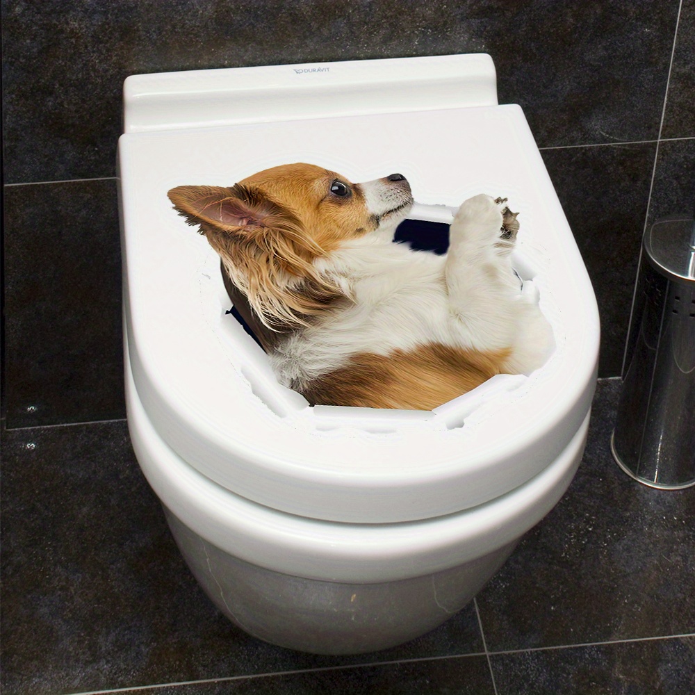 1 Toilet Sticker - Puppy With Holes Toilet Decorative Sticker