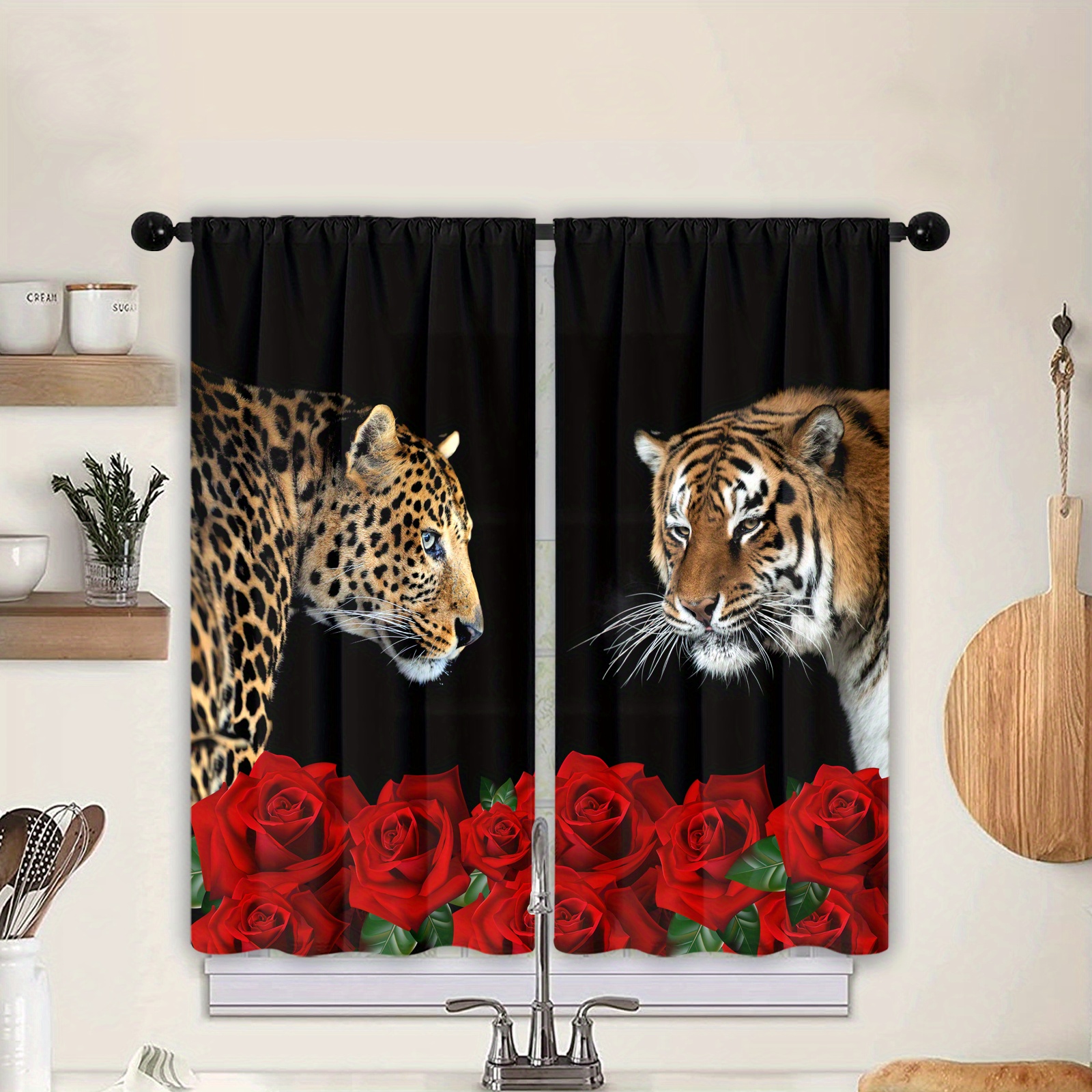 Cortinas estampadas de zorro rojo para ventana para adolescentes, mujeres  adultas, cortinas de hojas coloridas para dormitorio, cortinas de animales