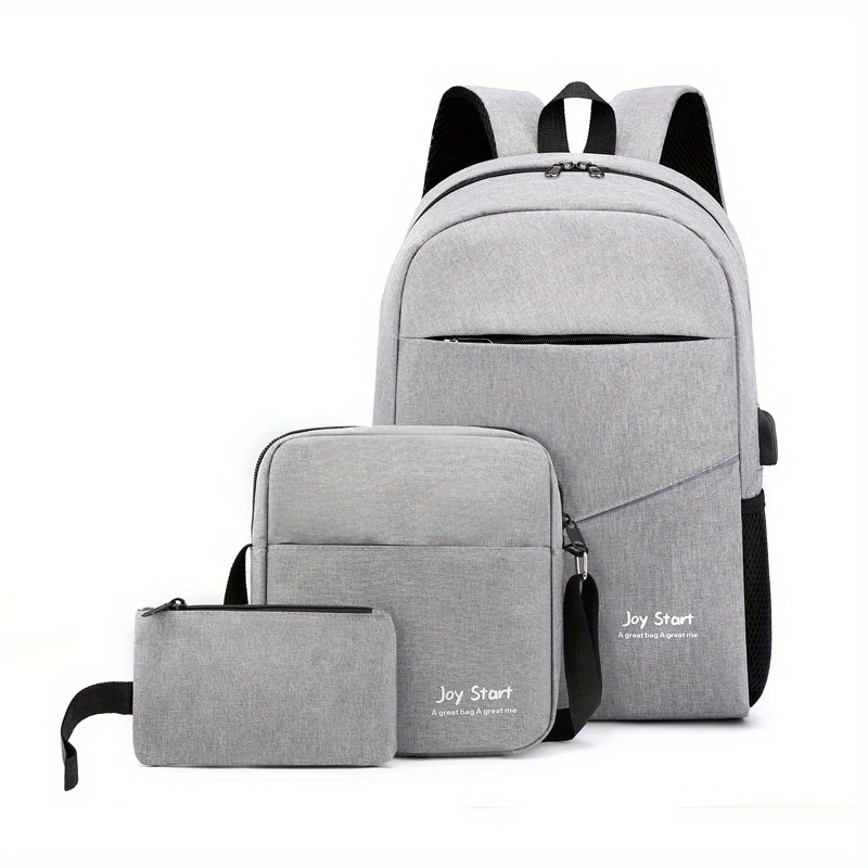 3Pcs Laptop Backpack Set School Bag Crossbody Bag & Coin Purse
