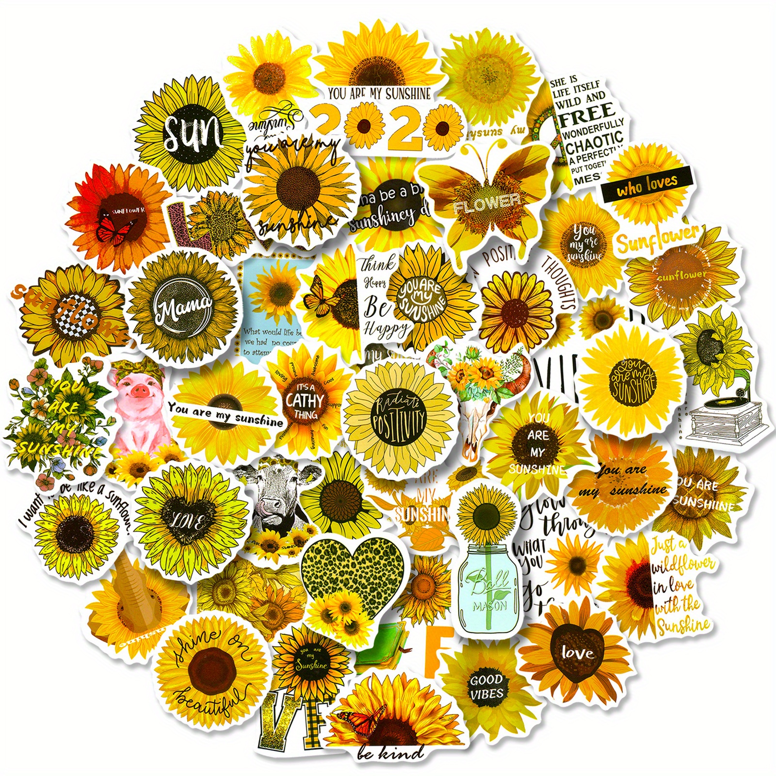 Sunflower Stickers Flower Plant Stickers Waterproof Vinyl - Temu