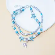 Beaded Charm Anklet Chain Starfish Turtle Shaped With - Temu