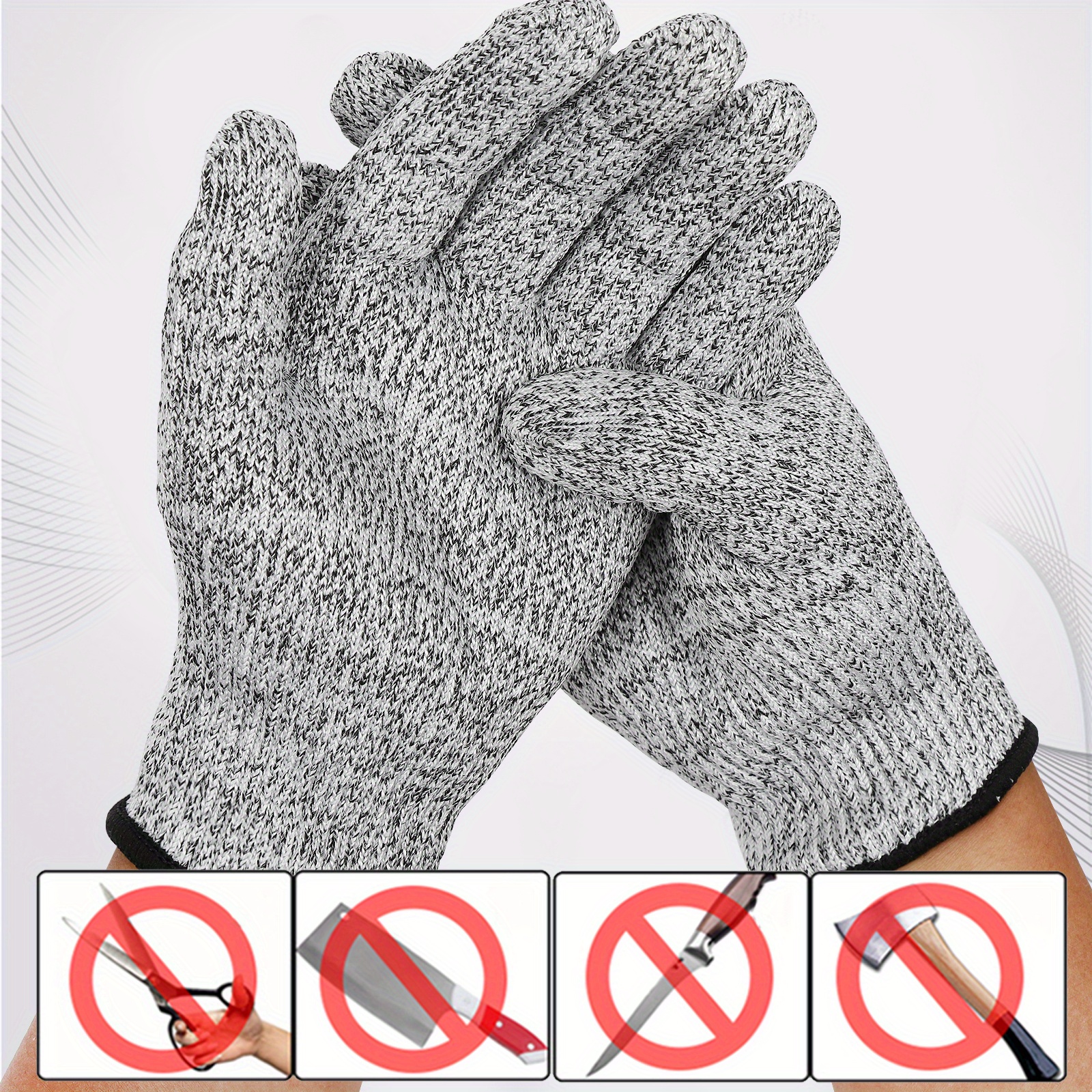 4 Pairs Cut Resistant Gloves Food Grade Level 5 Hand Protection