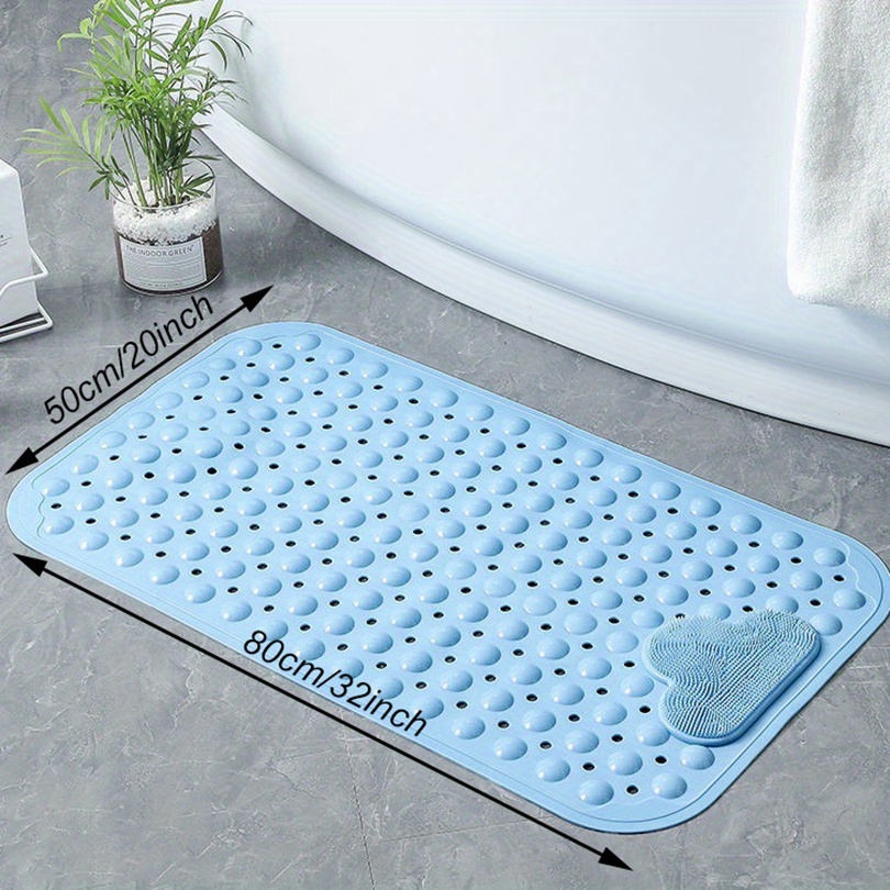 Non-slip Pvc Bathroom Mat With Drain Holes And Suction Cups - Oval Shower  Stall Carpet For Home Bathroom - Soft And Comfortable Bathroom Accessory -  Temu