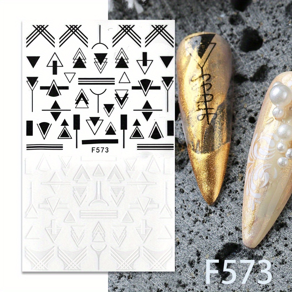 Nail Art Stickers Heart Letters Willow Totem Geometrical Design