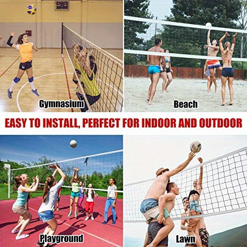  VANCL Red de voleibol profesional para exteriores, red de  voleibol resistente para patio trasero, red de voleibol de 32 x 3 pies,  para pequeños golpeos, taladros de servir, playa, patio escolar 