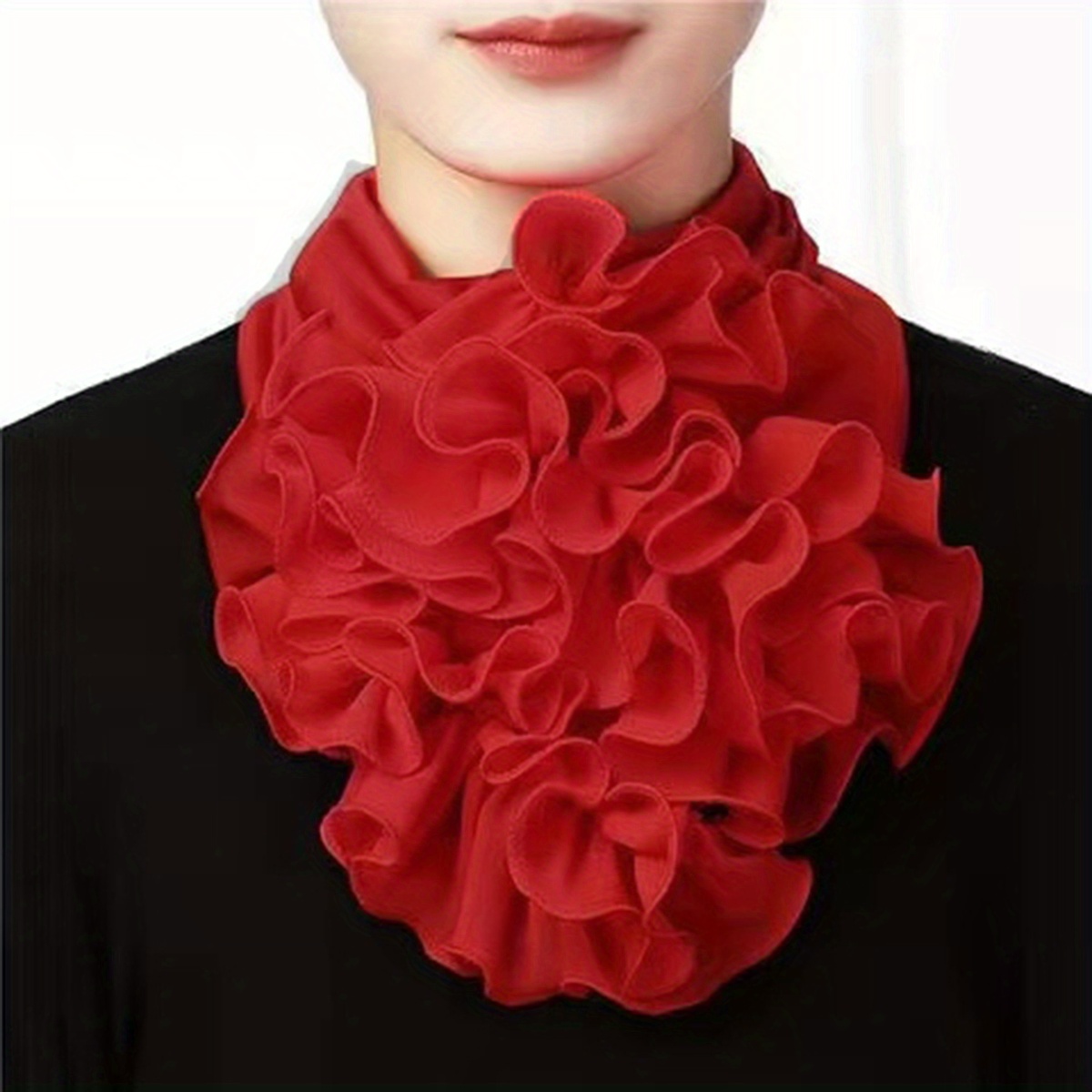 Fashionable Solid Color Scroll-pattern Detachable Collar Scarf