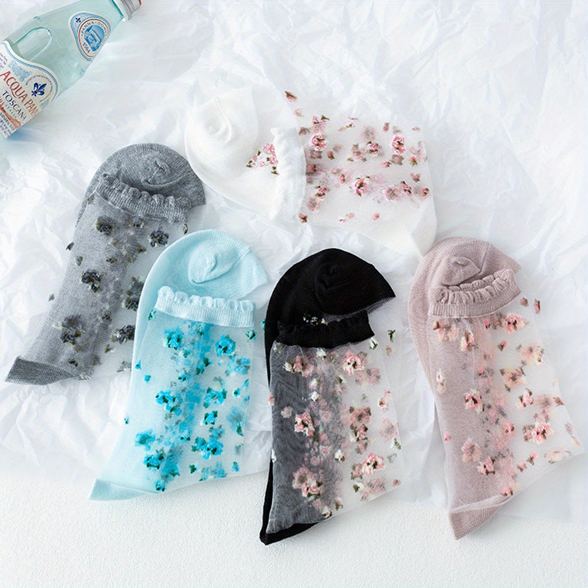 5-pack Glass Small Floral Mid-calf Socks