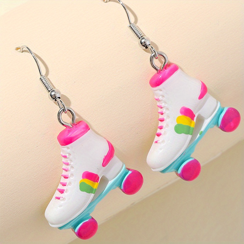 Image of Cartoon Skate Design Dangle Earrings Cute Elegant Style Resin Jewelry Delicate Gift For Women Girls