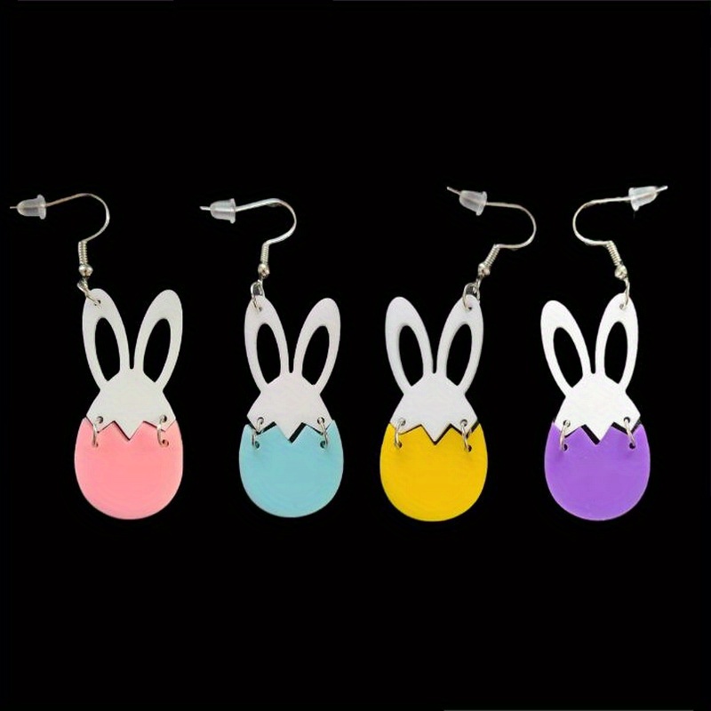 OUSIO Easter Bunny Earrings - Acrylic Dangle Jewelry With Basket & Eggs, Spring Festival Gift For Women