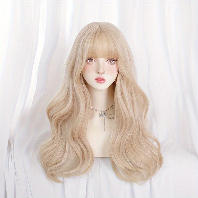 Butterfly Haircut Long Wavy Hair Wigs With Bangs Synthetic Fiber Cosplay  Party Wigs Hair Replacement Wigs For Women