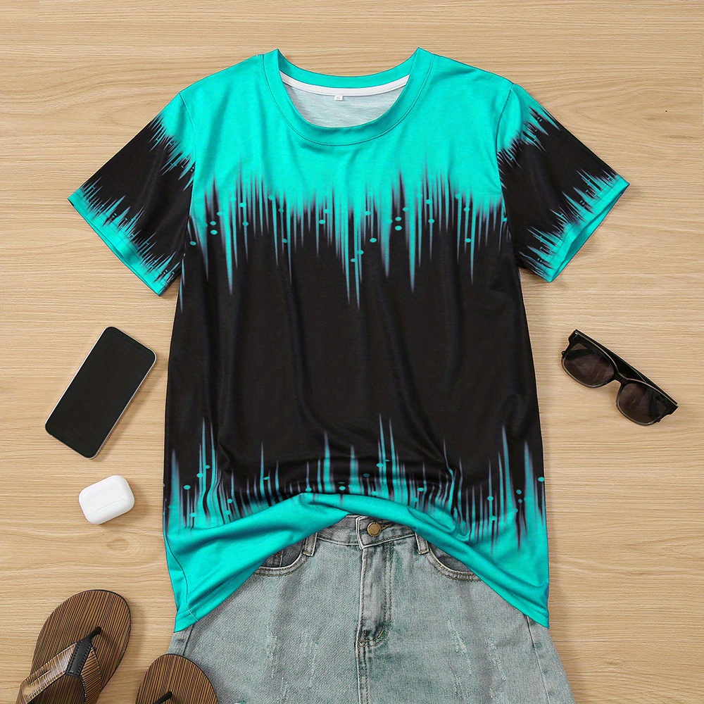 O-Neck T-Shirts For Women Clothing Gradient Color Aesthetic Tops