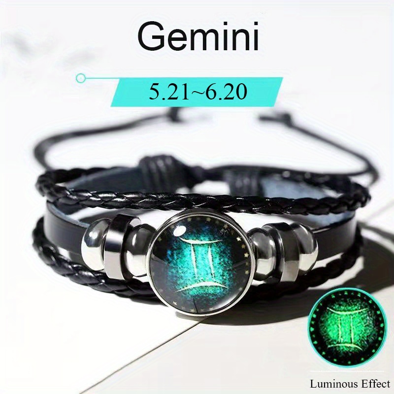 1pc Glow Constellations Faux Leather Bracelet Fashion Knitted Bracelet