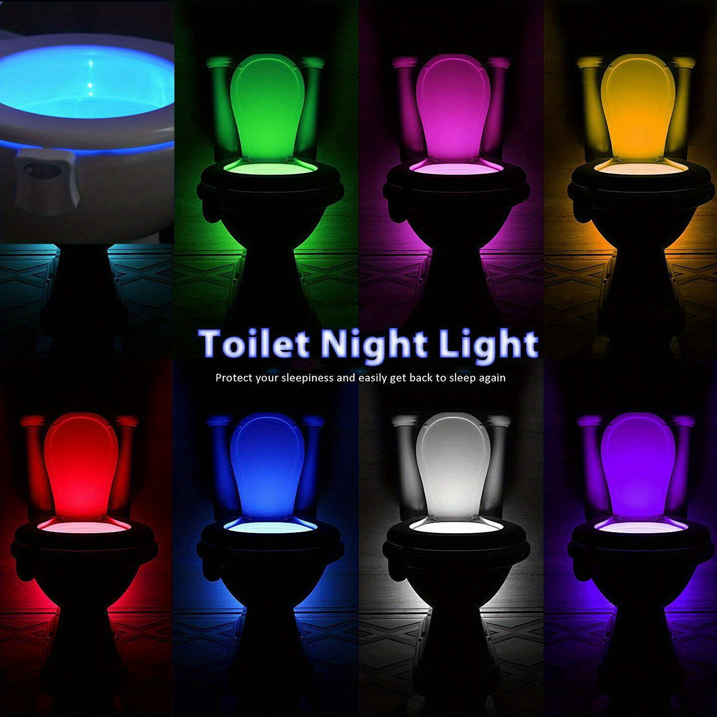 Toilet Night Light  8 Colors Changing Toilet Bowl Nightlight for