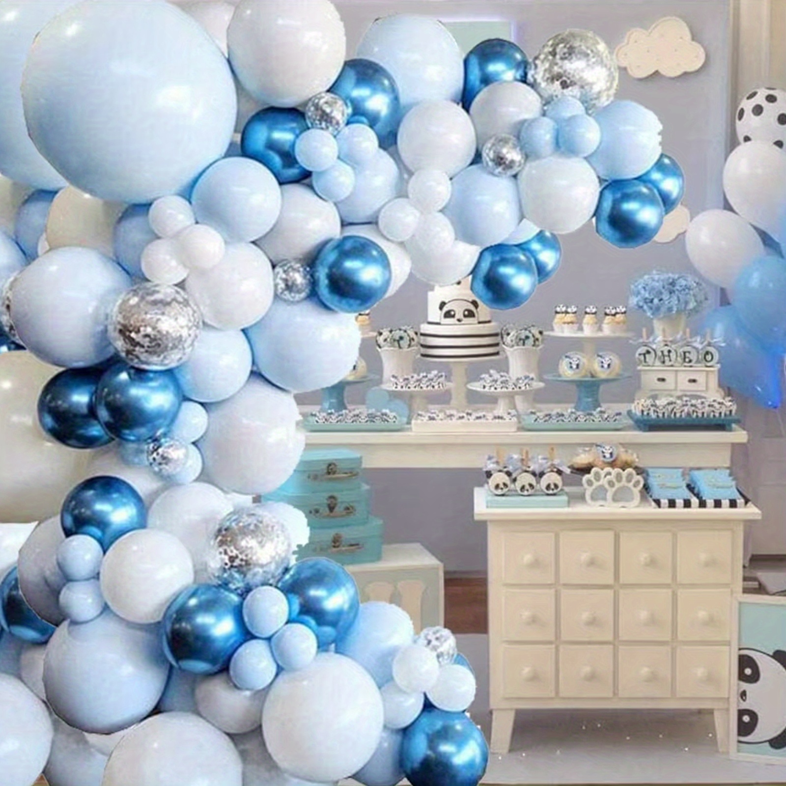 LoveKess Clothing - Navy-Blue White-Silver Party-Decorations