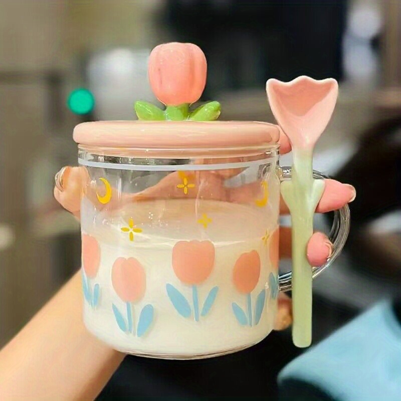 Cute Embossed Strawberry Ceramic Cup With Lid Spoon Water - Temu