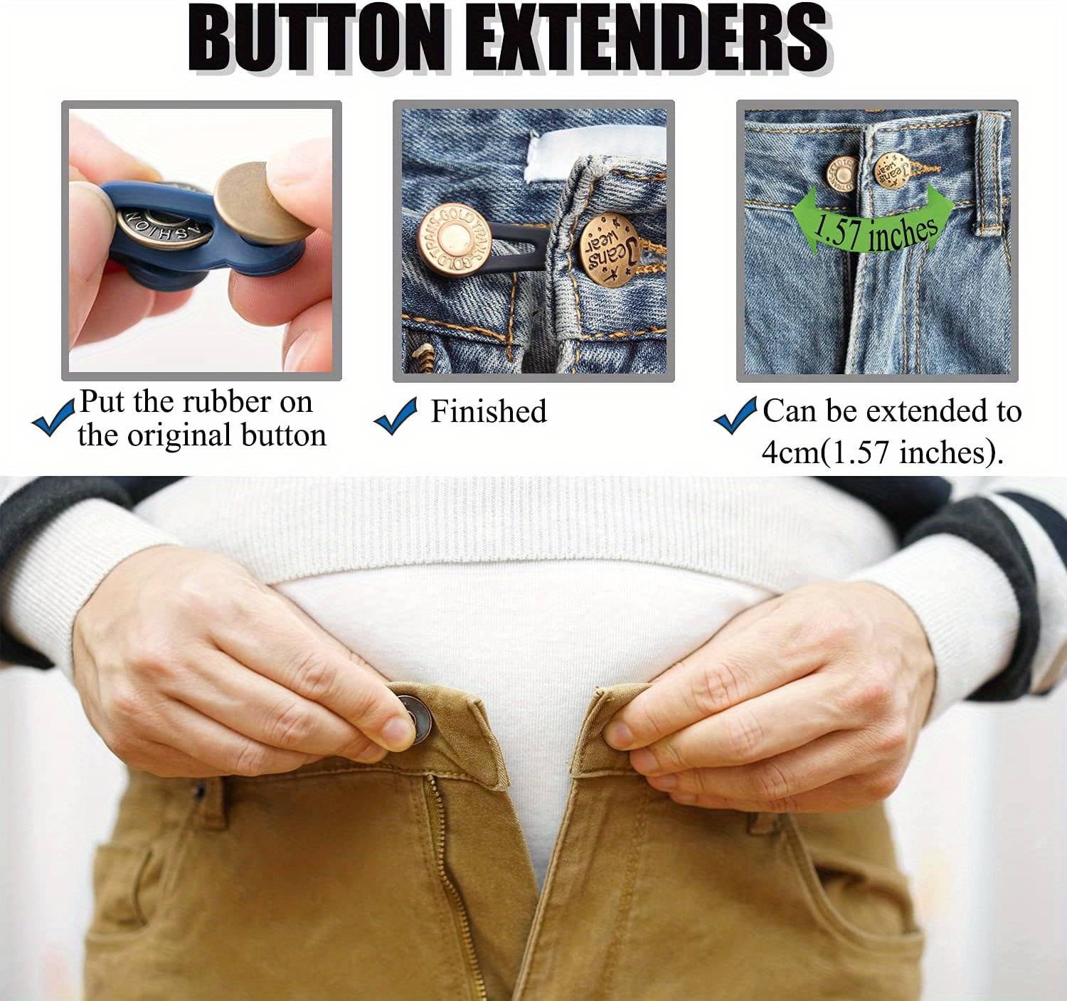 4pcs Pants Extender Button Waistband Extender Buttons For Jeans Collars
