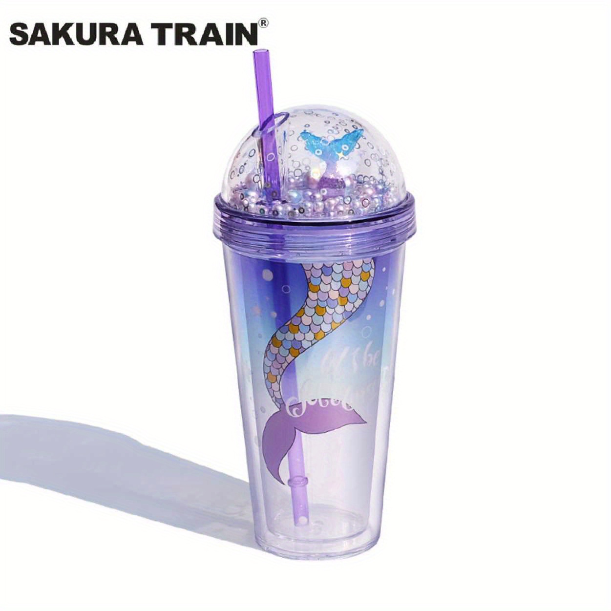 Mermaid Tumbler With Lid And Straw Double Walled Water - Temu
