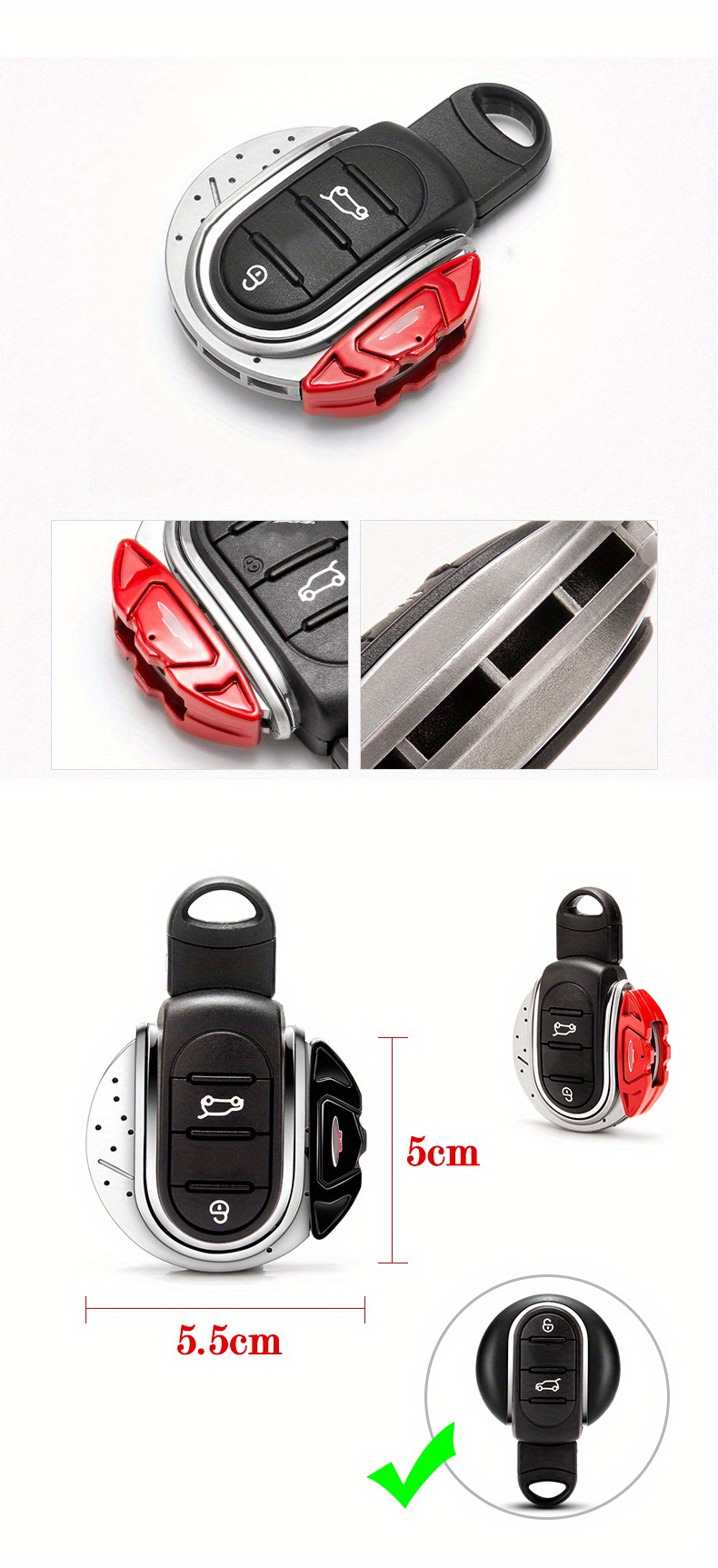 Metal Red Jcw Brake Disk Shape Key Fob Shell Cover For Mini Temu