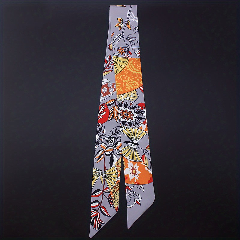 Vintage Pattern Silk Neckerchief Hair Ribbon Handbag Wrap