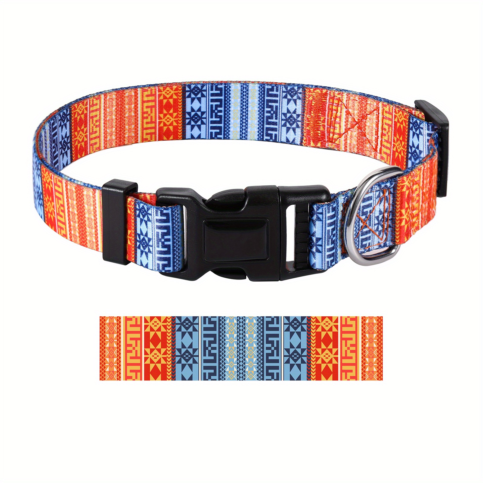Adjustable Pet Collar With Digital Print And Stripe Pattern Decoration -  Perfect For Puppies And Dogs - Temu