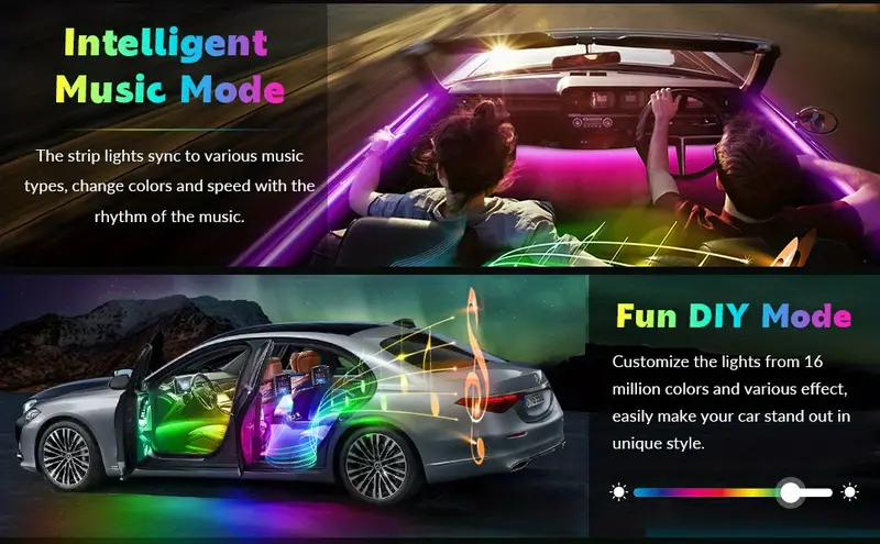 Upgrade Car 48 Leds Rgb Interior Lights App Control Diy - Temu