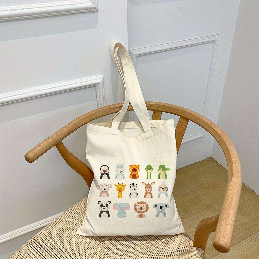 Cute Cartoon Animal Print Canvas Bag Lightweight Shoulder Bag Versatile  Shopper Bag | Today's Best Daily Deals | Temu