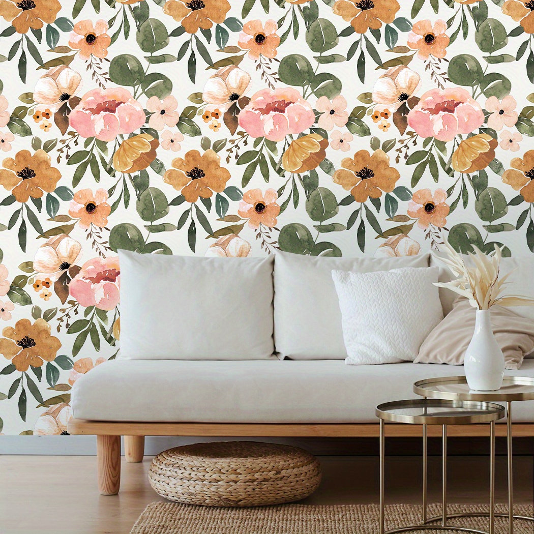 Bohemian Style Vintage Pastel Flower Wallpaper - Peel And Stick Floral ...