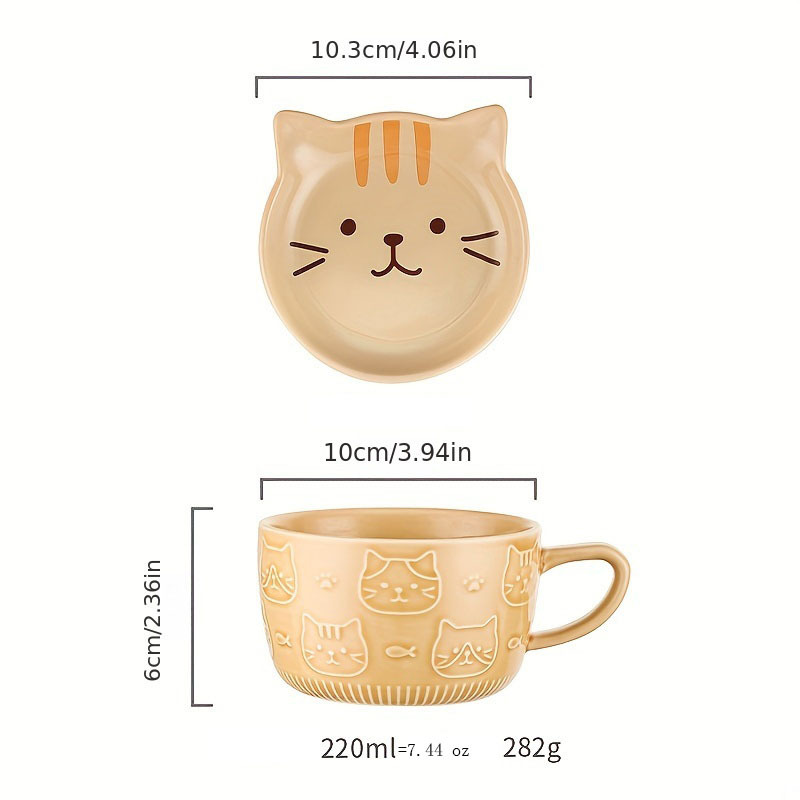 1 Unidad, Taza De Café De Gatito De Dibujos Animados, Tazas De Café De  Cerámica De 400 Ml/13,5 Oz, Tazas De Agua De Gato Kawaii Bonitas, Vasos De  Vera