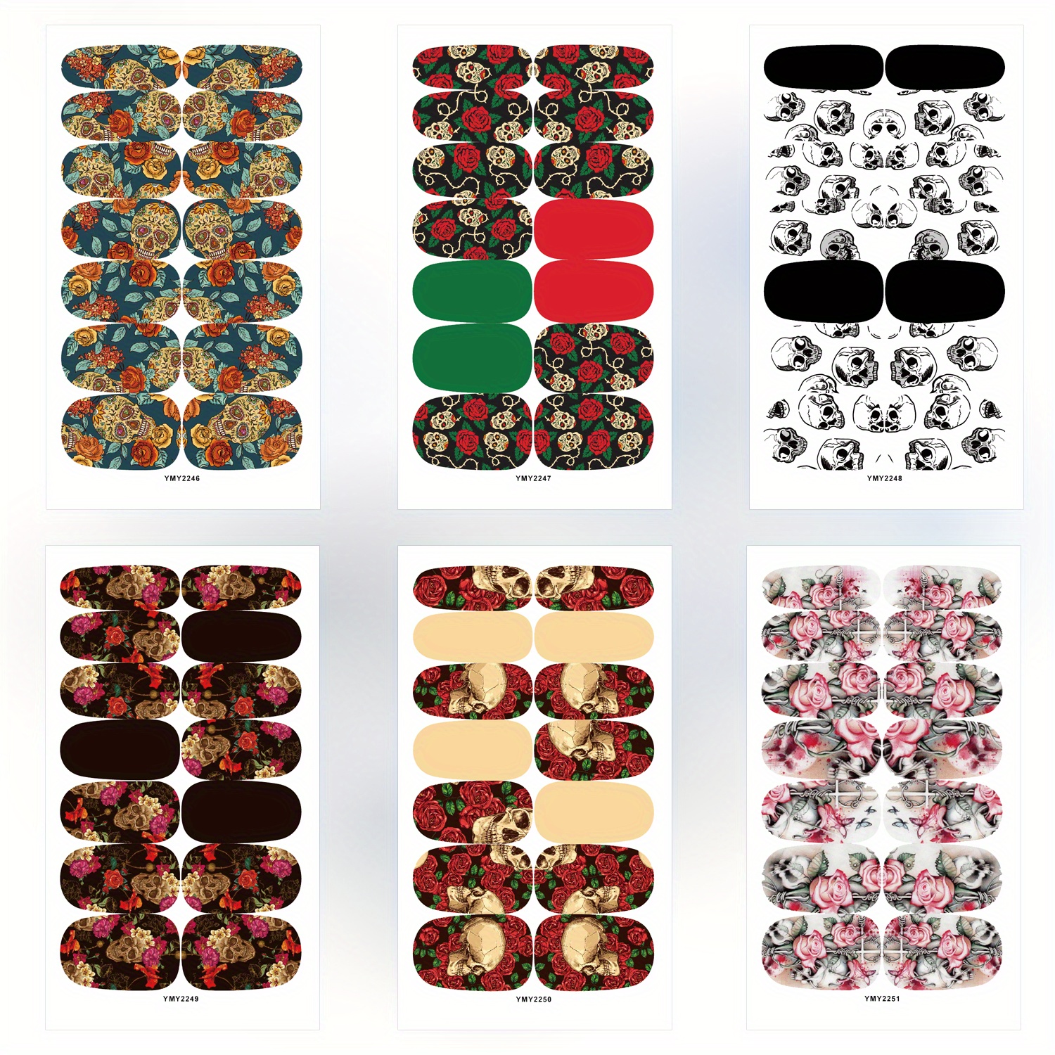 Halloween Skull Full Wrap Nail Stickers Gothic Art Full Temu