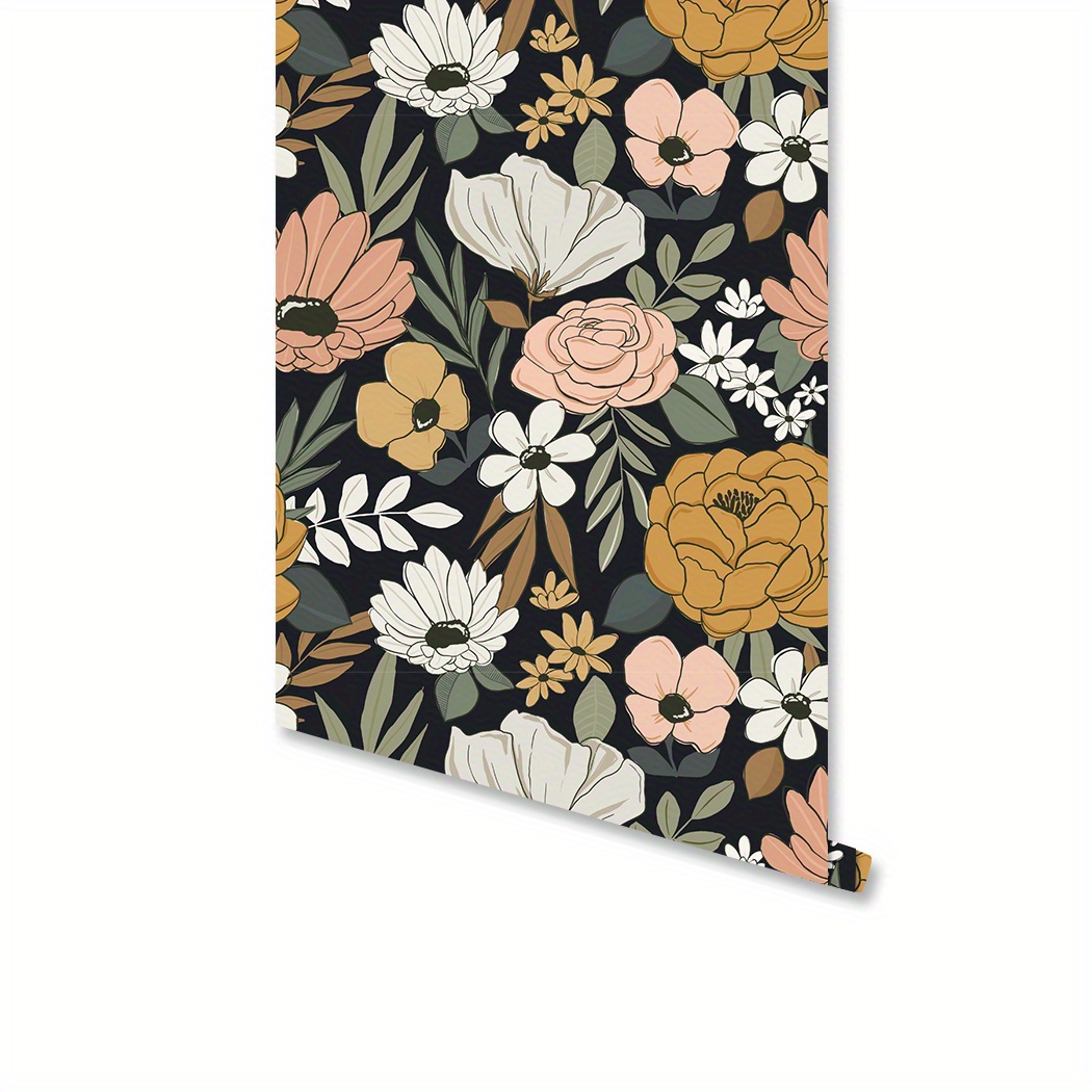 Wallpaper Dark Floral Wallpaper Peel And Stick, Floral Wallpaper ...