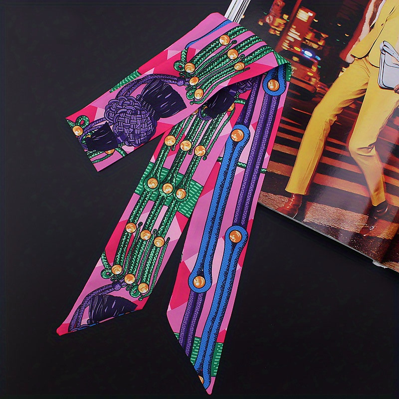 Vintage Pattern Silk Neckerchief Hair Ribbon Handbag Wrap