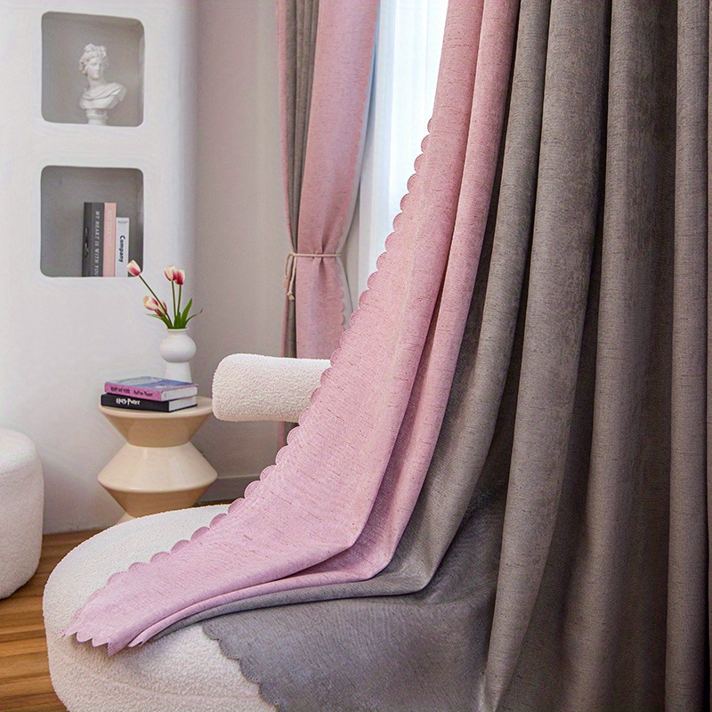 Cortinas para dormitorio juvenil de rayas ALAVA gris, rosa o verde