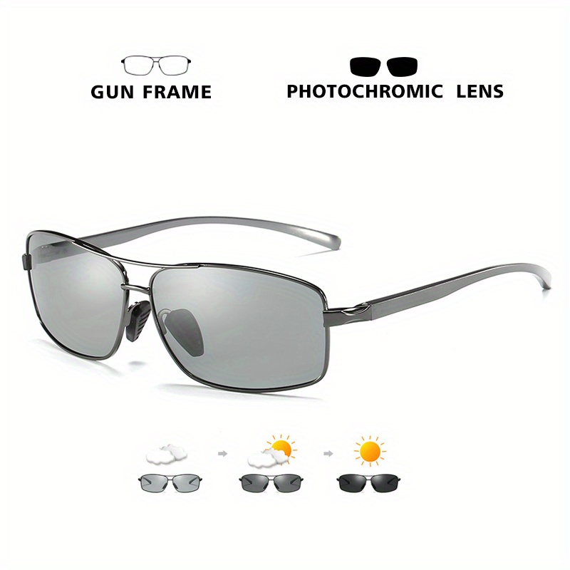 HD Polarized Photochromic Sunglasses Men Driving Eyewear Chameleon Sun  Glasses